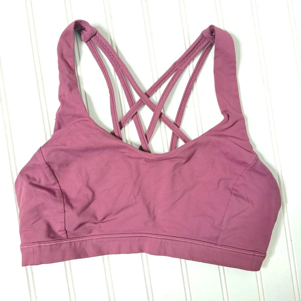 Lululemon Free To Be Serene Bra Deep Luxe Pink Strappy Back Size 6 - Picture 3 of 6